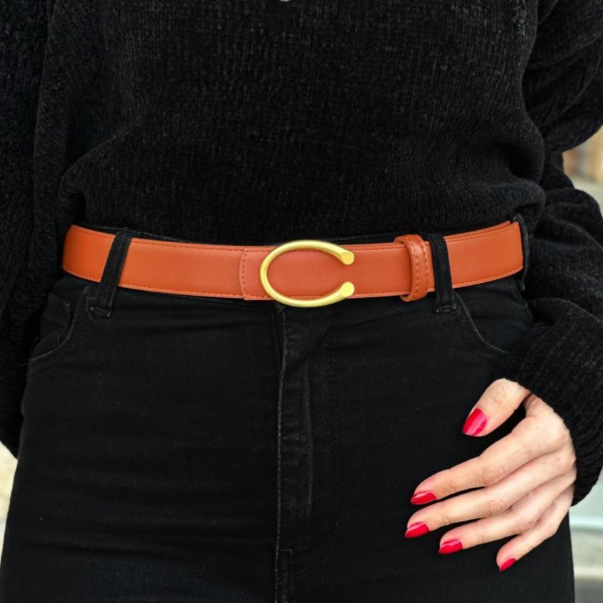 Ceinture sur-mesure orange femme en cuir doublé orange 5057 - Ceinture cuir Ceinture sur-mesure orange femme en cuir doublé orange 5057 - Ceinture cuir